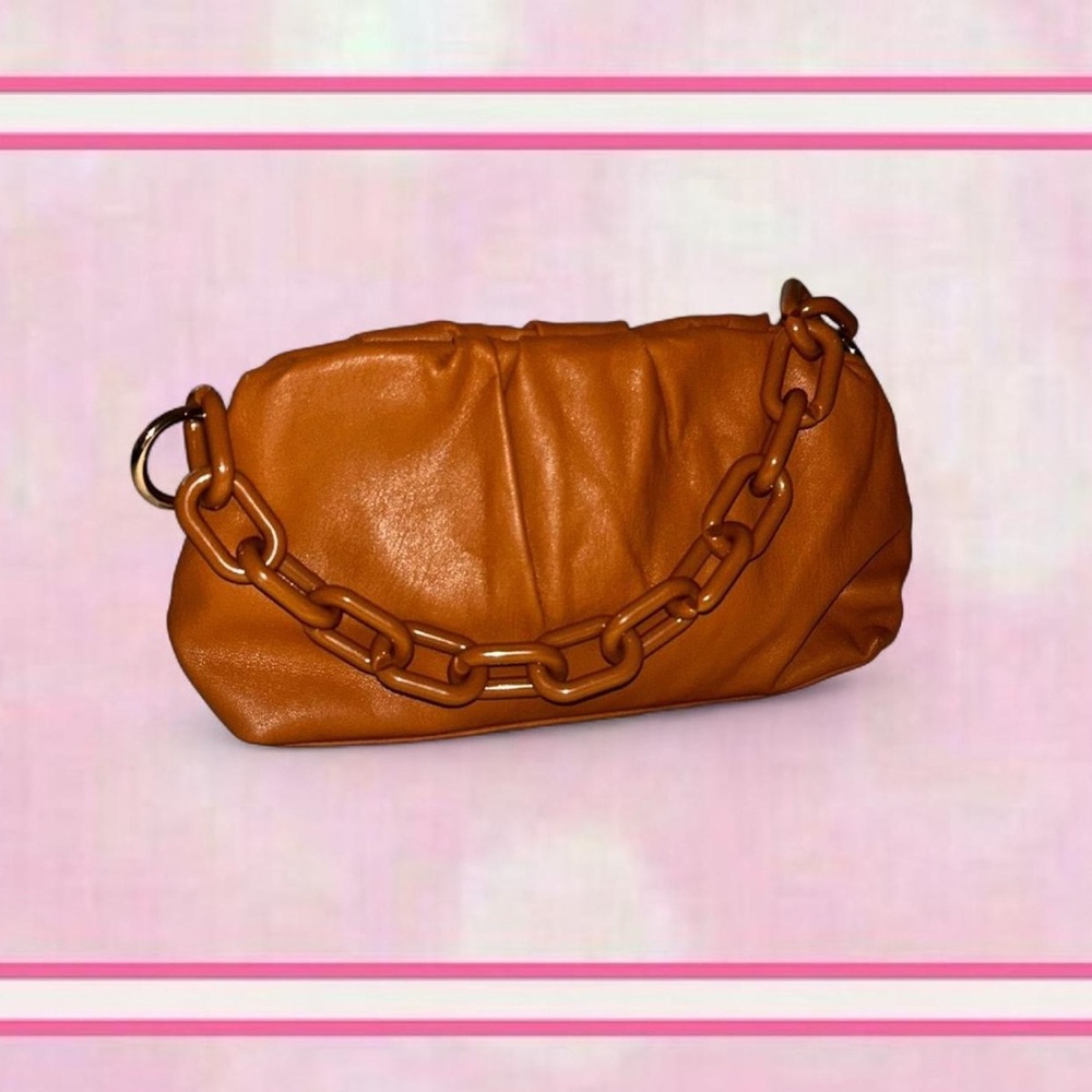 Elegant Tan Women's Bag with Chain Detail